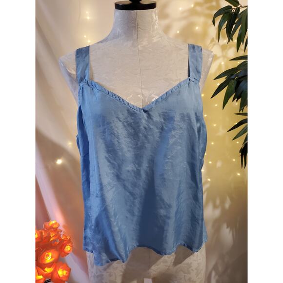 TESS Women's 12 100% Silk Floral Ruffle Cottagecore Button Blouse Tank 2 PC Set - Picture 2 of 10